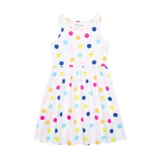 10KVDRESS 4T: White Spotty Vest Dress (8-14 Years)